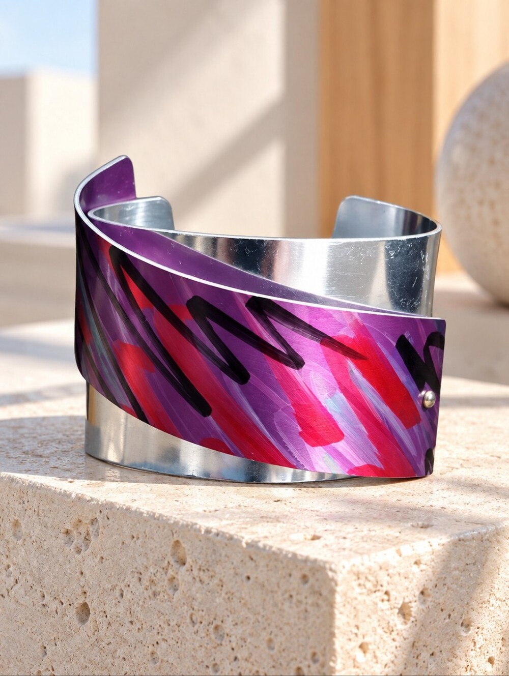 Jon Klar Anodized Aluminum Wide Cuff Bracelet Canadian Modernist Artisan